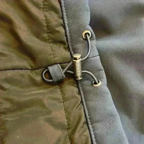 Levi's Men's Hooded Jacket Small Navy Blue Sherpa Lined Hood Quilted Lining - Picture 8 of 12